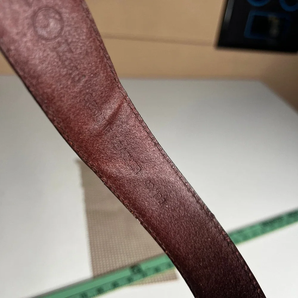 Duck Head Mens Burgundy Leather Belt 40/100 Brass Buckle Logo 01-1812